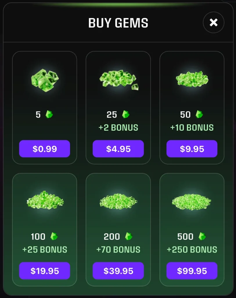 Buying gems