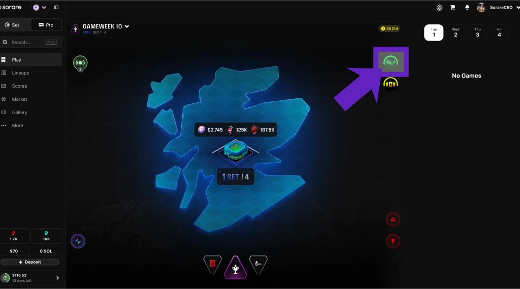 Daily missions - highlighted button