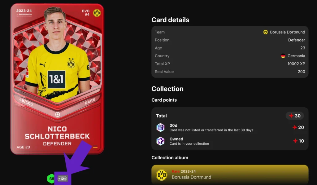 Card bonus info