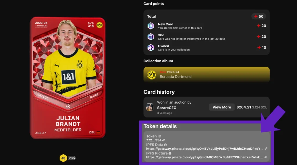 Card ownership details