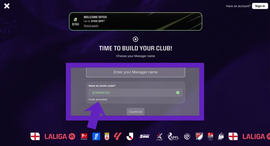 Promo code activated message