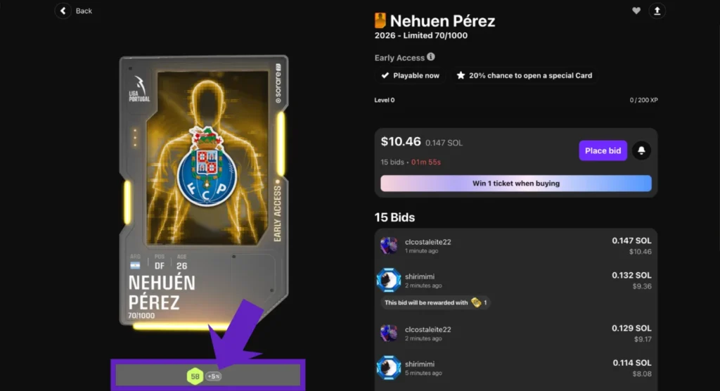 In-season card bonus view