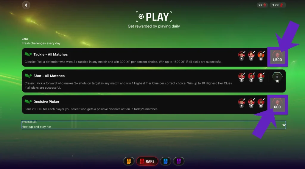 All daily missions view