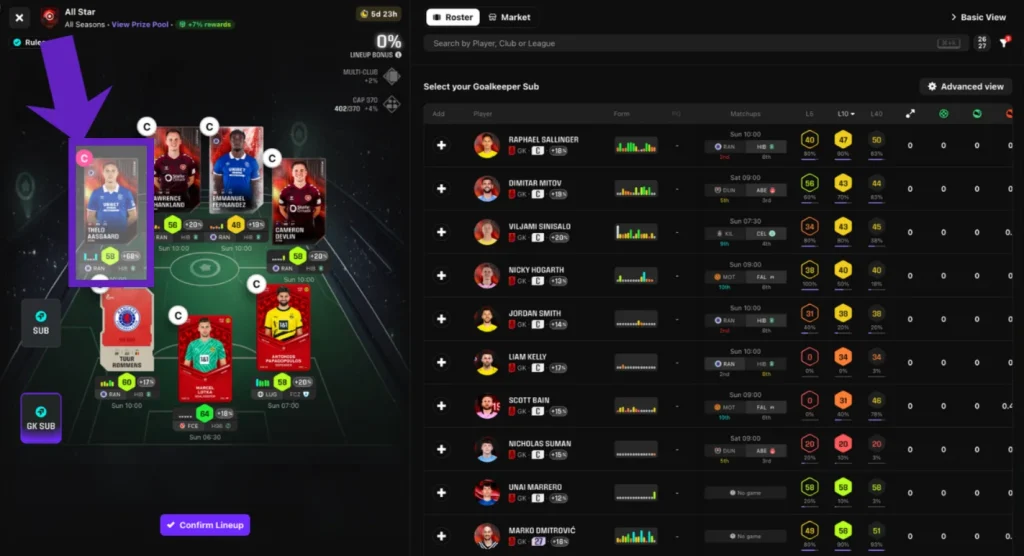 Picking a captain - screenshot