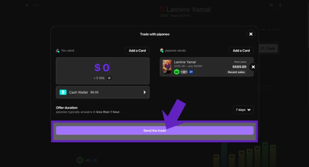 Setting the trade price & confirming 