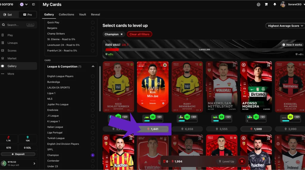 Applying XP boost to individual cards