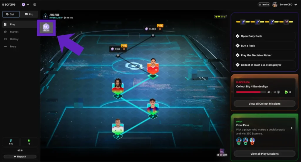 HyperGlitch squad button highlighted